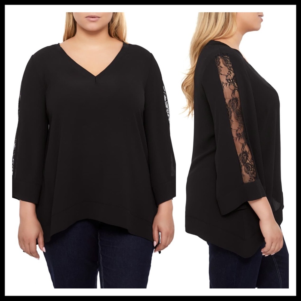 LOVE & LEGEND Lace Inset Sharkbite Blouse
